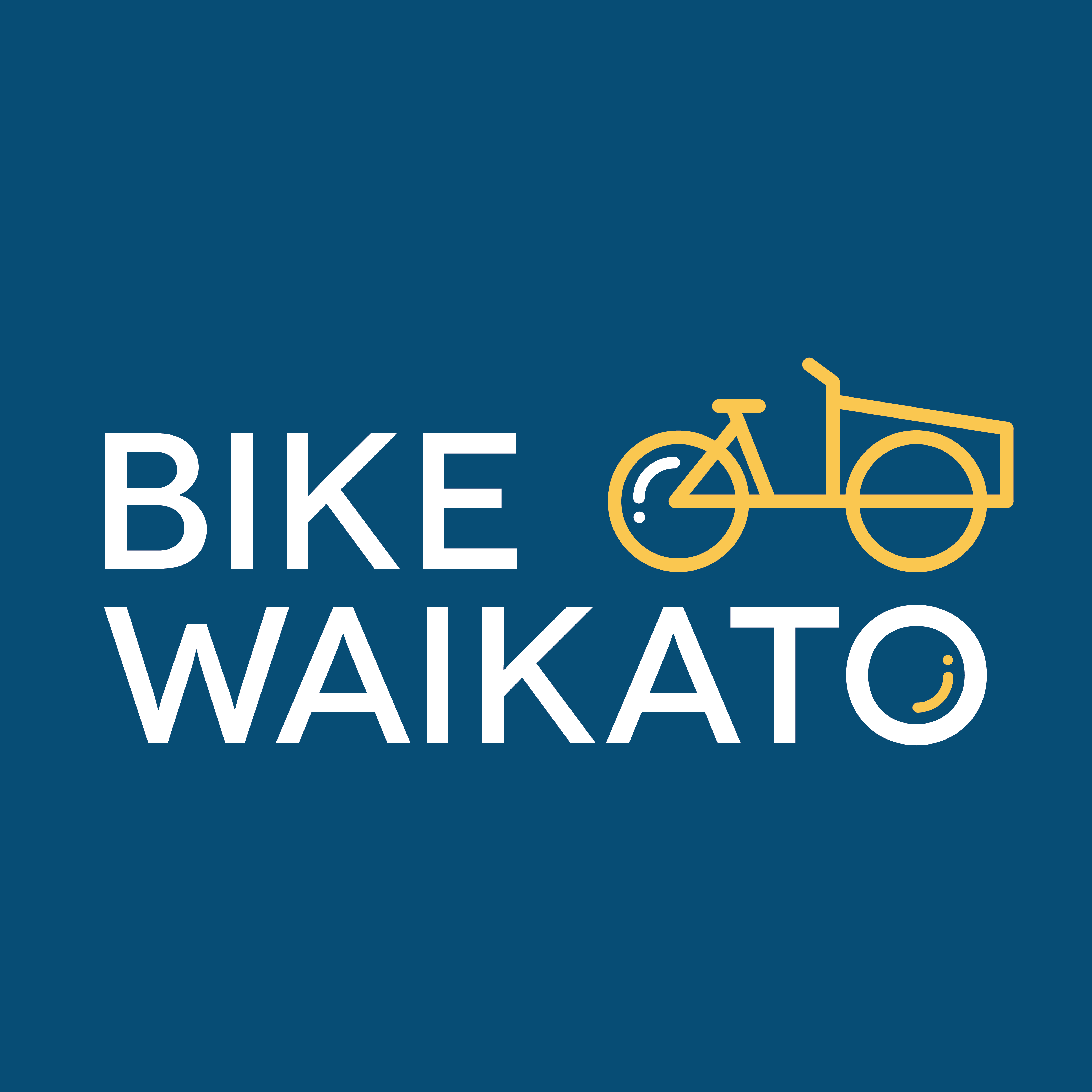Bike Waikato logo featuring a yellow bakfiets style bike